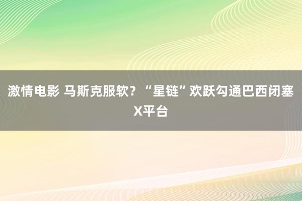 激情电影 马斯克服软？“星链”欢跃勾通巴西闭塞X平台