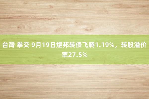 台灣 拳交 9月19日煜邦转债飞腾1.19%，转股溢价率27.5%