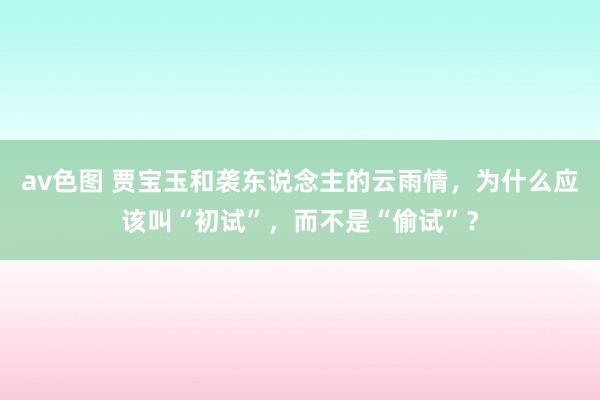 av色图 贾宝玉和袭东说念主的云雨情，为什么应该叫“初试”，而不是“偷试”？