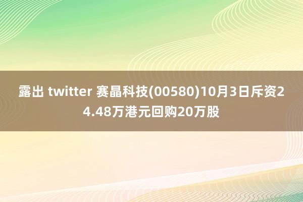 露出 twitter 赛晶科技(00580)10月3日斥资24.48万港元回购20万股