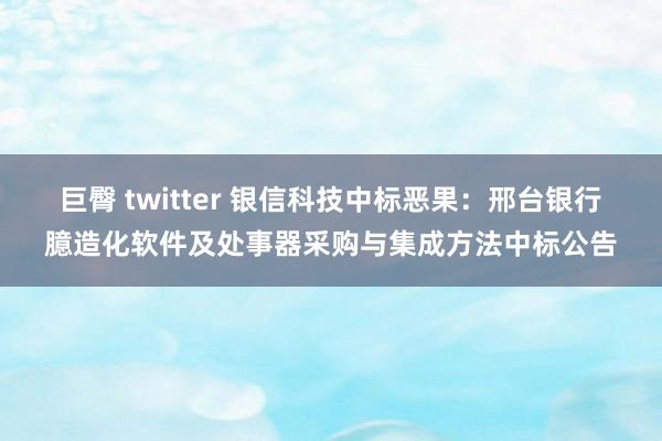 巨臀 twitter 银信科技中标恶果：邢台银行臆造化软件及处事器采购与集成方法中标公告