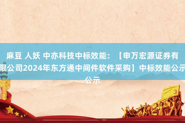 麻豆 人妖 中亦科技中标效能：【申万宏源证券有限公司2024年东方通中间件软件采购】中标效能公示