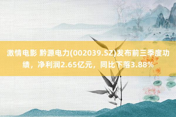 激情电影 黔源电力(002039.SZ)发布前三季度功绩，净利润2.65亿元，同比下落3.88%