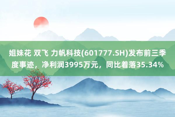 姐妹花 双飞 力帆科技(601777.SH)发布前三季度事迹，净利润3995万元，同比着落35.34%