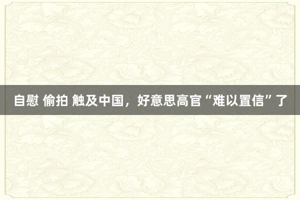 自慰 偷拍 触及中国，好意思高官“难以置信”了