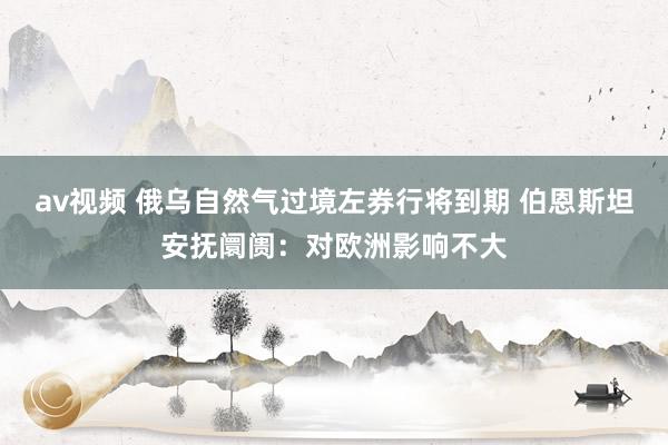 av视频 俄乌自然气过境左券行将到期 伯恩斯坦安抚阛阓：对欧洲影响不大