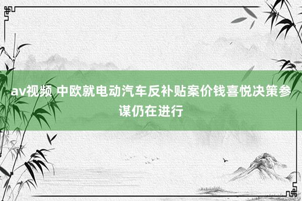 av视频 中欧就电动汽车反补贴案价钱喜悦决策参谋仍在进行