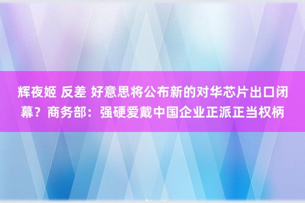 辉夜姬 反差 好意思将公布新的对华芯片出口闭幕？商务部：强硬爱戴中国企业正派正当权柄