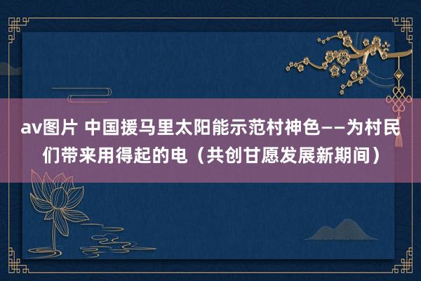 av图片 中国援马里太阳能示范村神色——为村民们带来用得起的电（共创甘愿发展新期间）