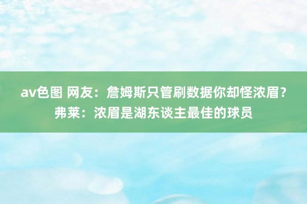 av色图 网友：詹姆斯只管刷数据你却怪浓眉？弗莱：浓眉是湖东谈主最佳的球员