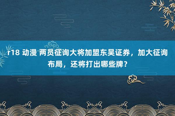 r18 动漫 两员征询大将加盟东吴证券，加大征询布局，还将打出哪些牌？