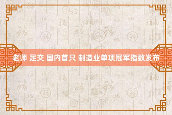 老师 足交 国内首只 制造业单项冠军指数发布