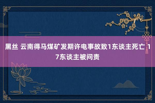 黑丝 云南得马煤矿发期许电事故致1东谈主死亡 17东谈主被问责