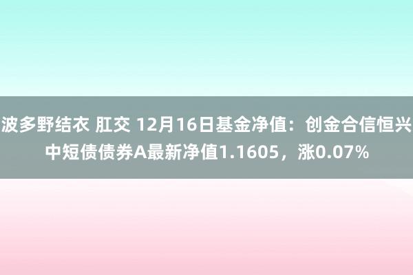 波多野结衣 肛交 12月16日基金净值：创金合信恒兴中短债债券A最新净值1.1605，涨0.07%