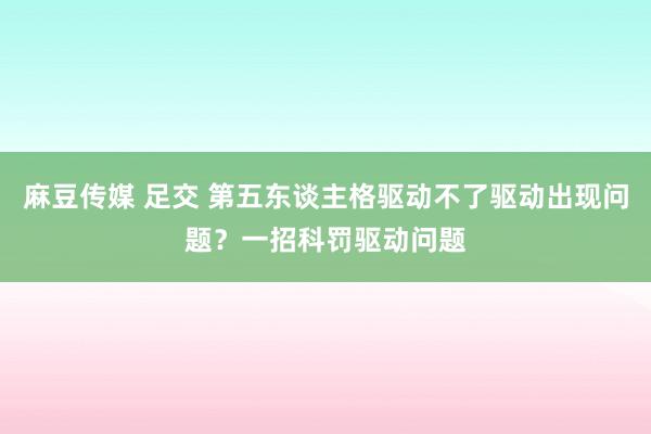 麻豆传媒 足交 第五东谈主格驱动不了驱动出现问题？一招科罚驱动问题