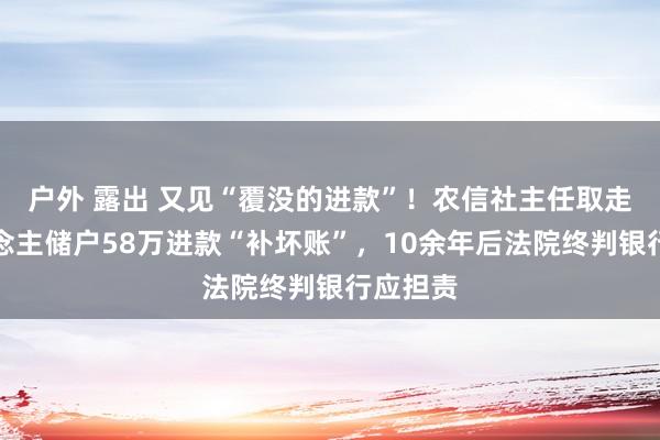 户外 露出 又见“覆没的进款”！农信社主任取走熟东说念主储户58万进款“补坏账”，10余年后法院终判银行应担责